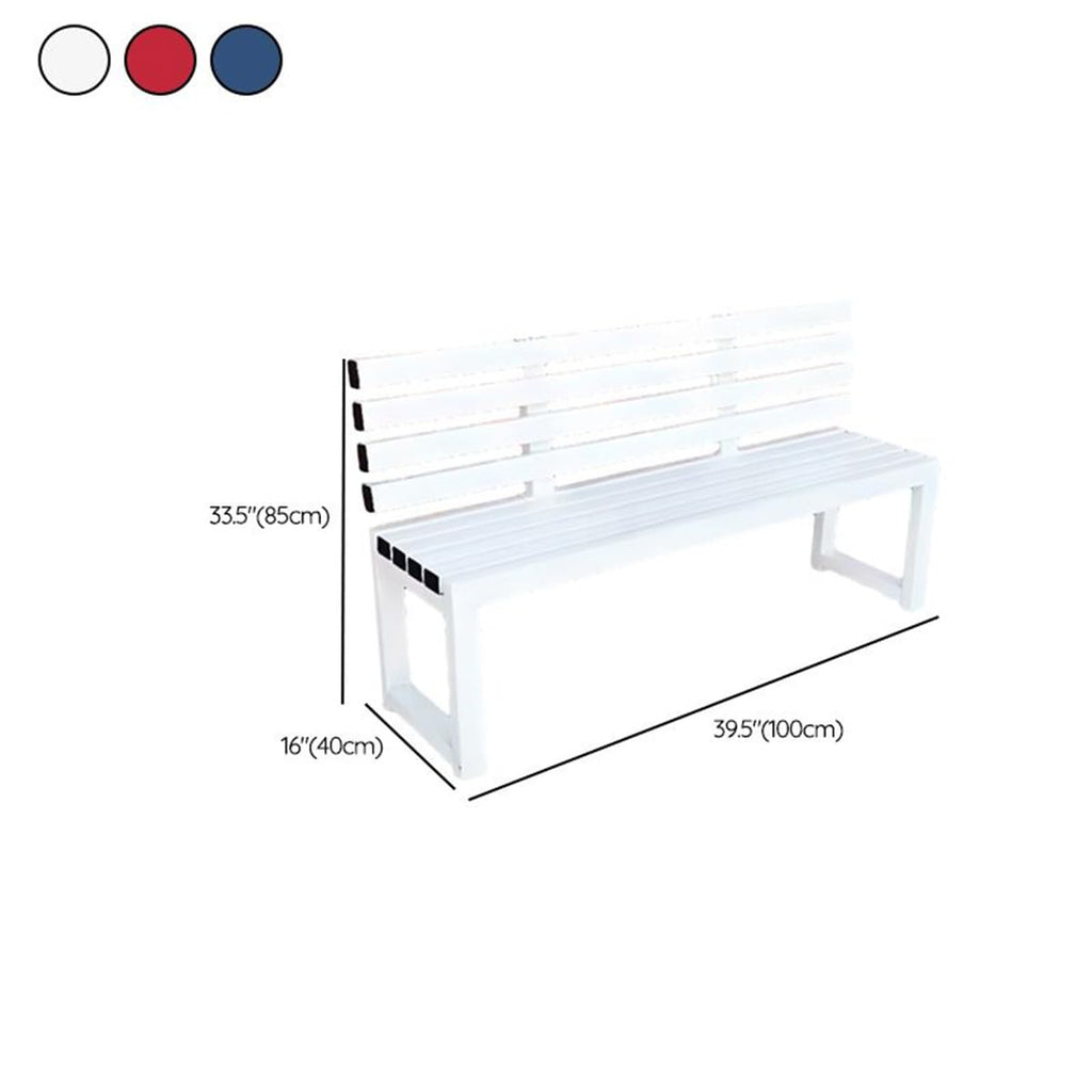 White Water-Resistant Alloy Patio Bench with Back D849