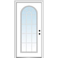 Steel Primed Left Hand In-Swing Prehung Front Door Full Lite Round Top Clear Glass 36" x 80" N324576