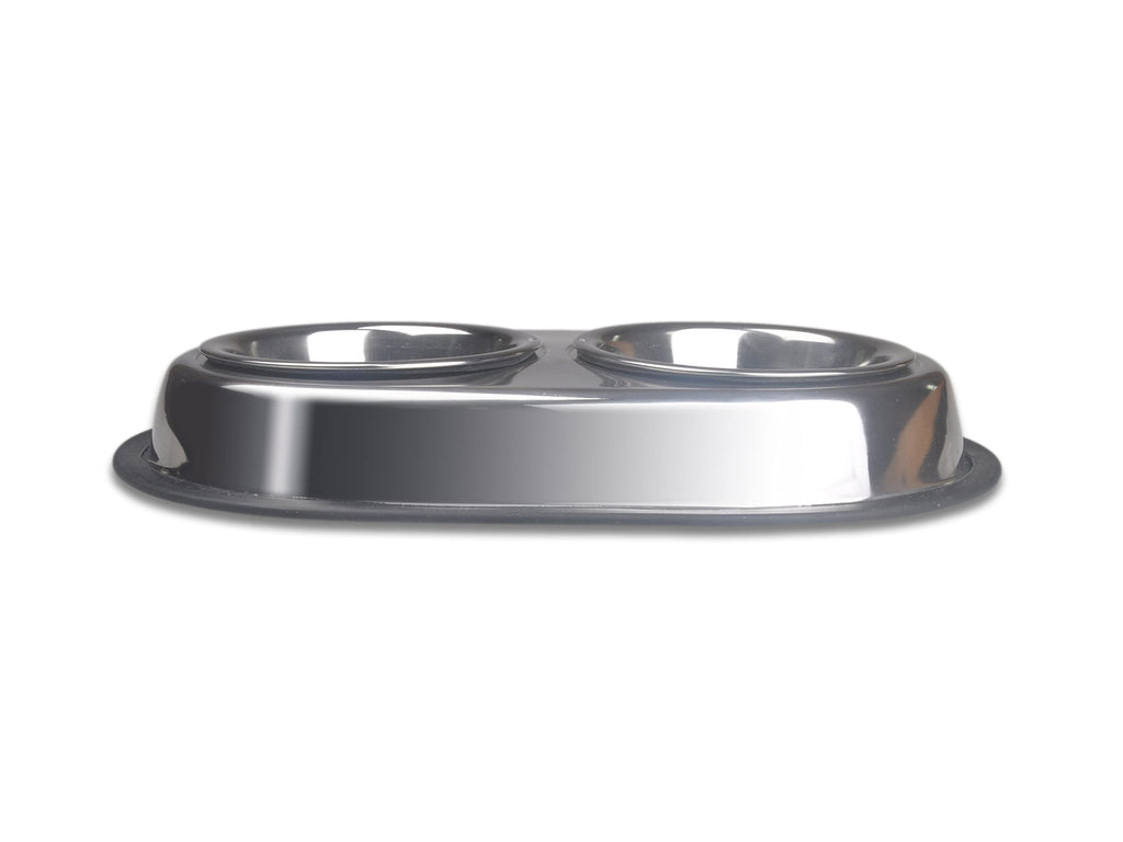 Stainless Steel Double Dish Food And Water Bowl 16 OZ H1501