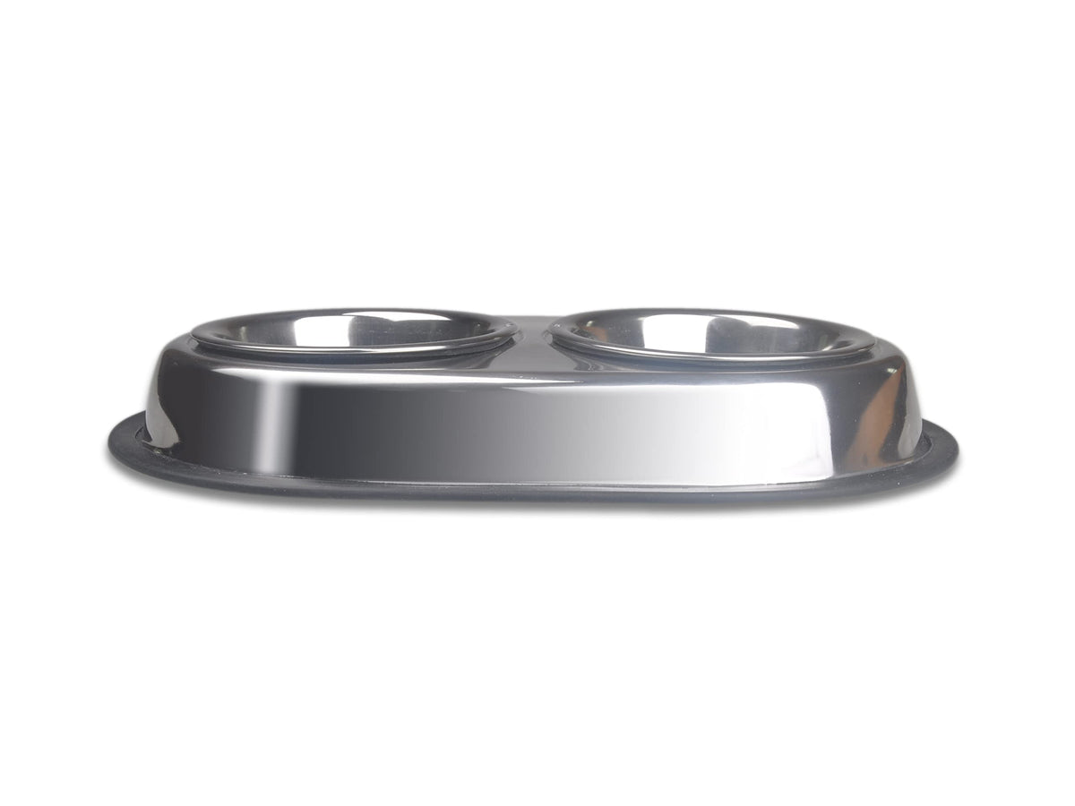Stainless Steel Double Dish Food And Water Bowl 16 OZ H1501