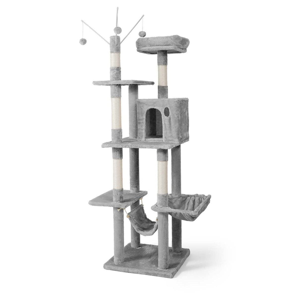 70-Inch Multi-Level Cat Tree with Hammock and Cat Cave V376