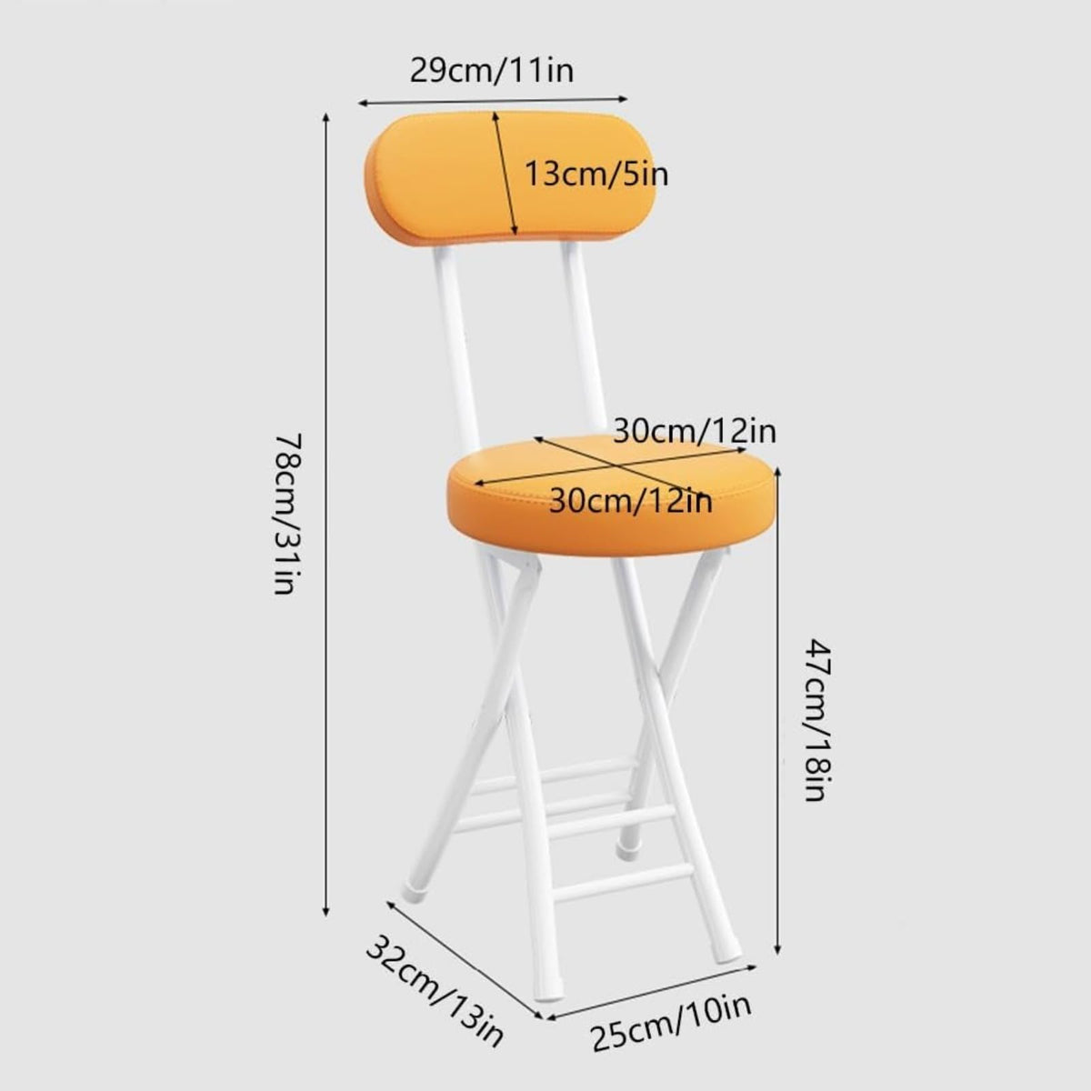 Black Cushioned Folding Stool with Backrest X6313