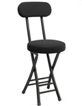 Black Cushioned Folding Stool with Backrest X6313