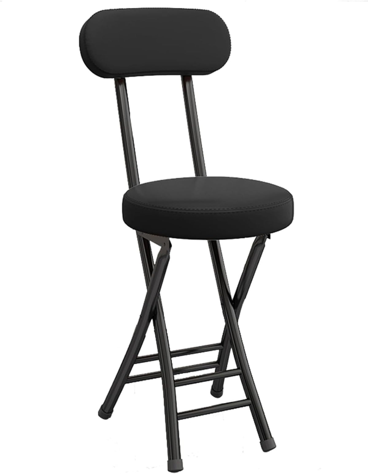 Black Cushioned Folding Stool with Backrest X6313