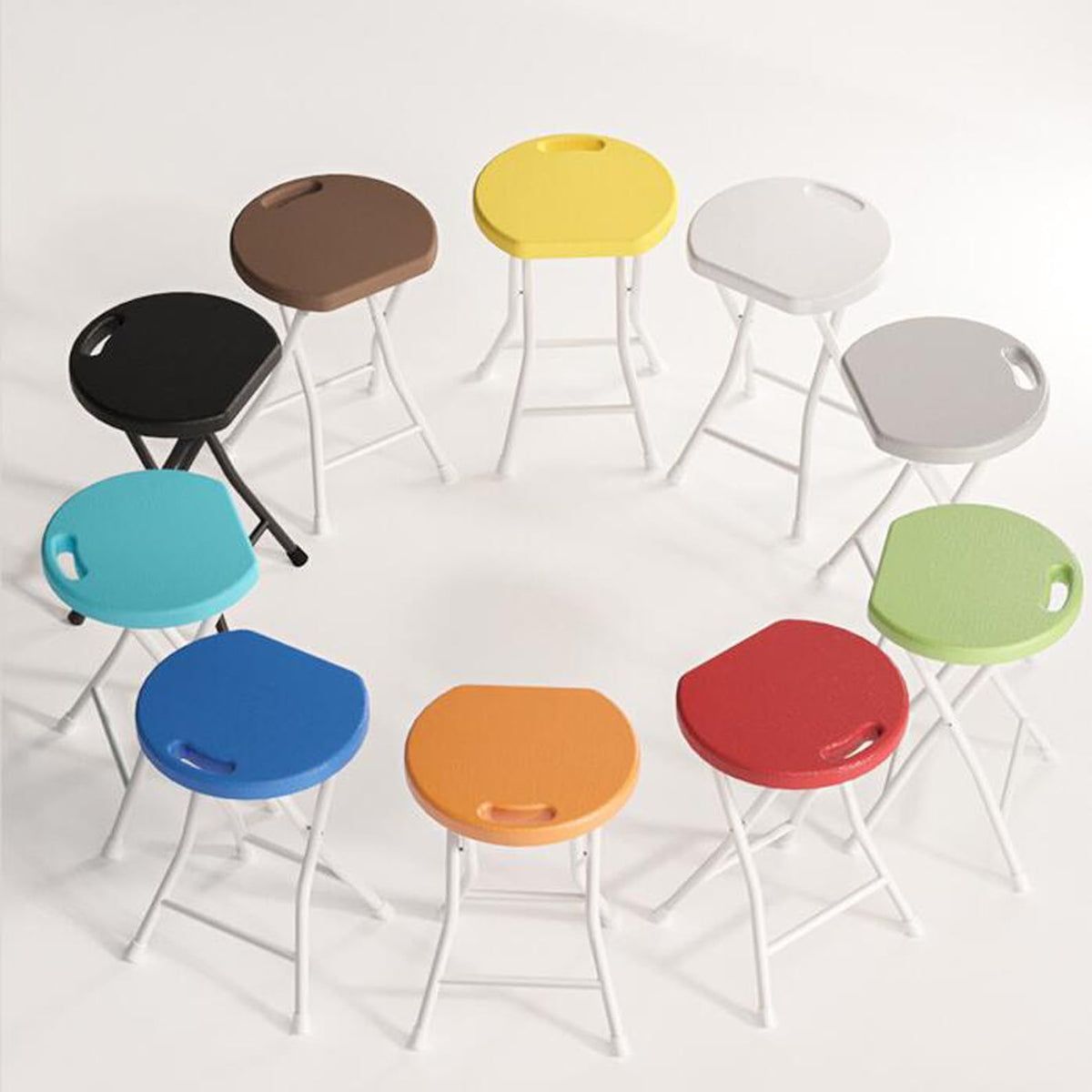 18 inch Portable Folding Plastic Stool with Steel Frame W718358