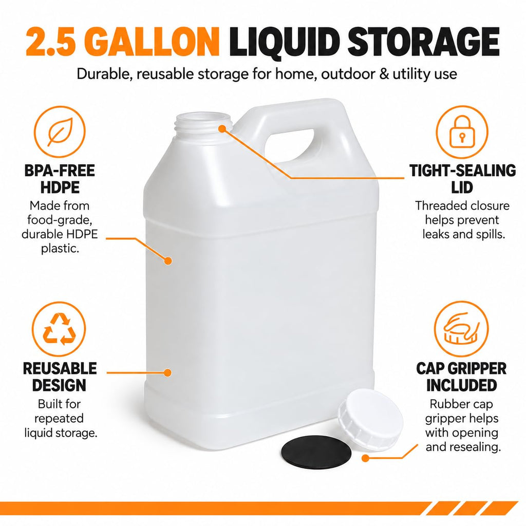 2.5 Gallon Reusable Plastic Water Jug with Lid X135