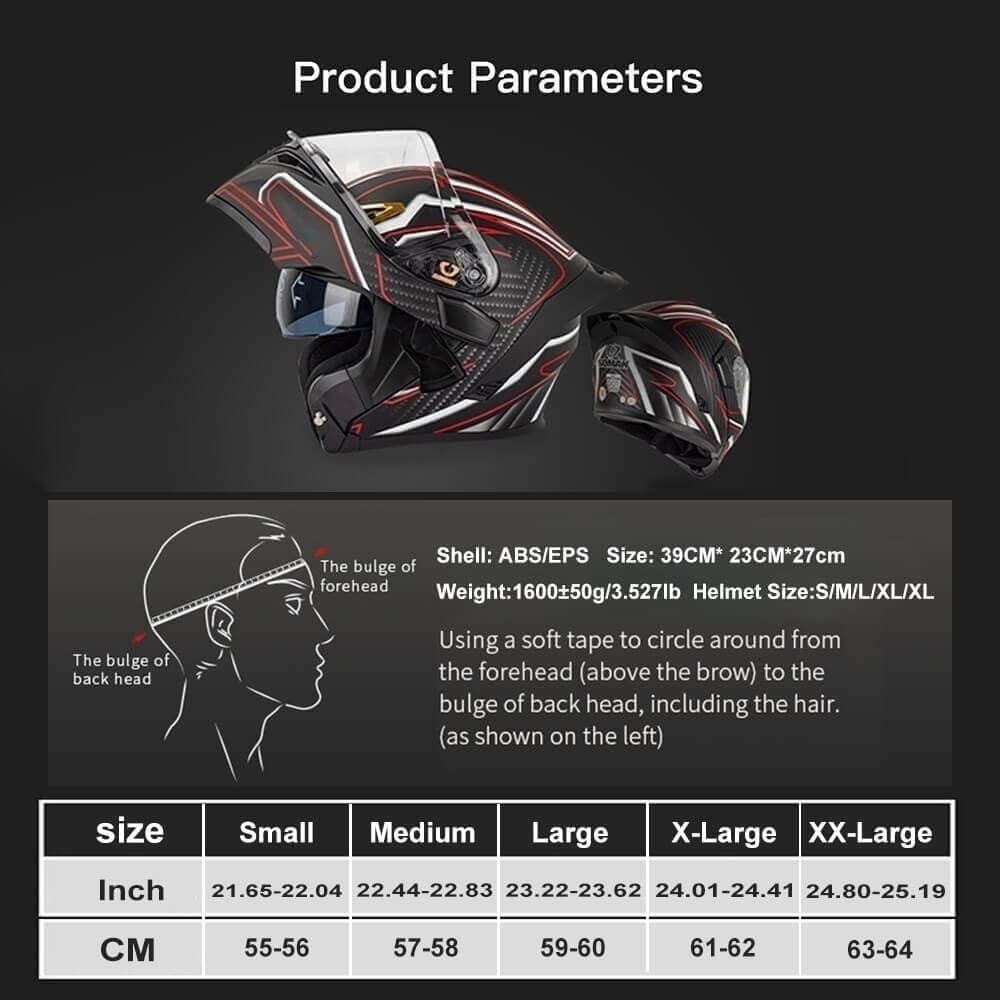 Carbon Fiber Flip-Up Motorcycle Helmet K3755