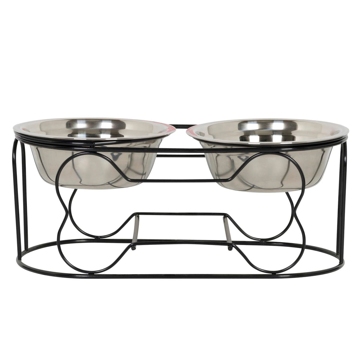 5-Inch Wrought Iron Stand with Small Double Stainless Steel Feeder Bowl M14804