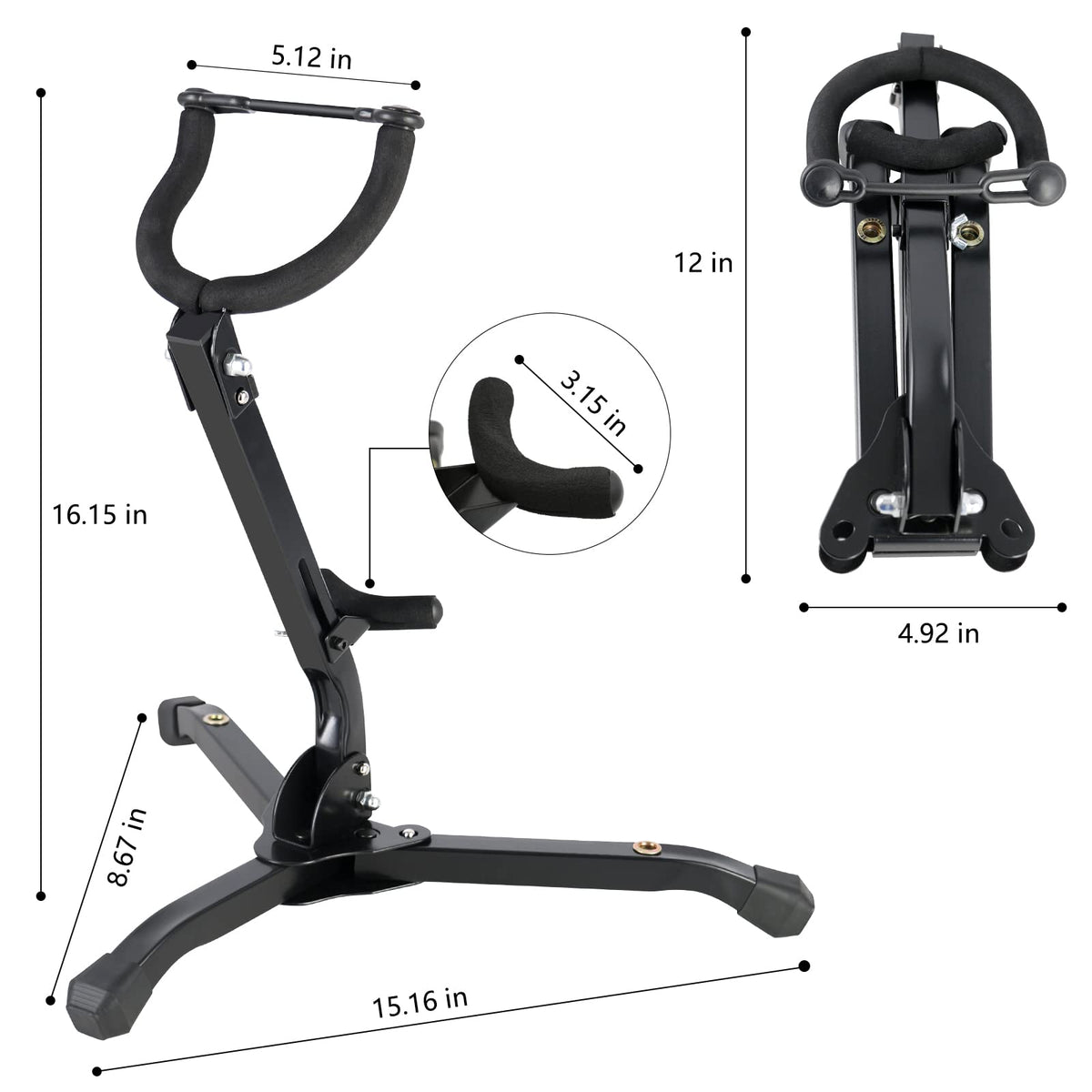 Alto & Tenor Saxophone Stand with 2 Flute/Clarinet Holders and Bag L23574