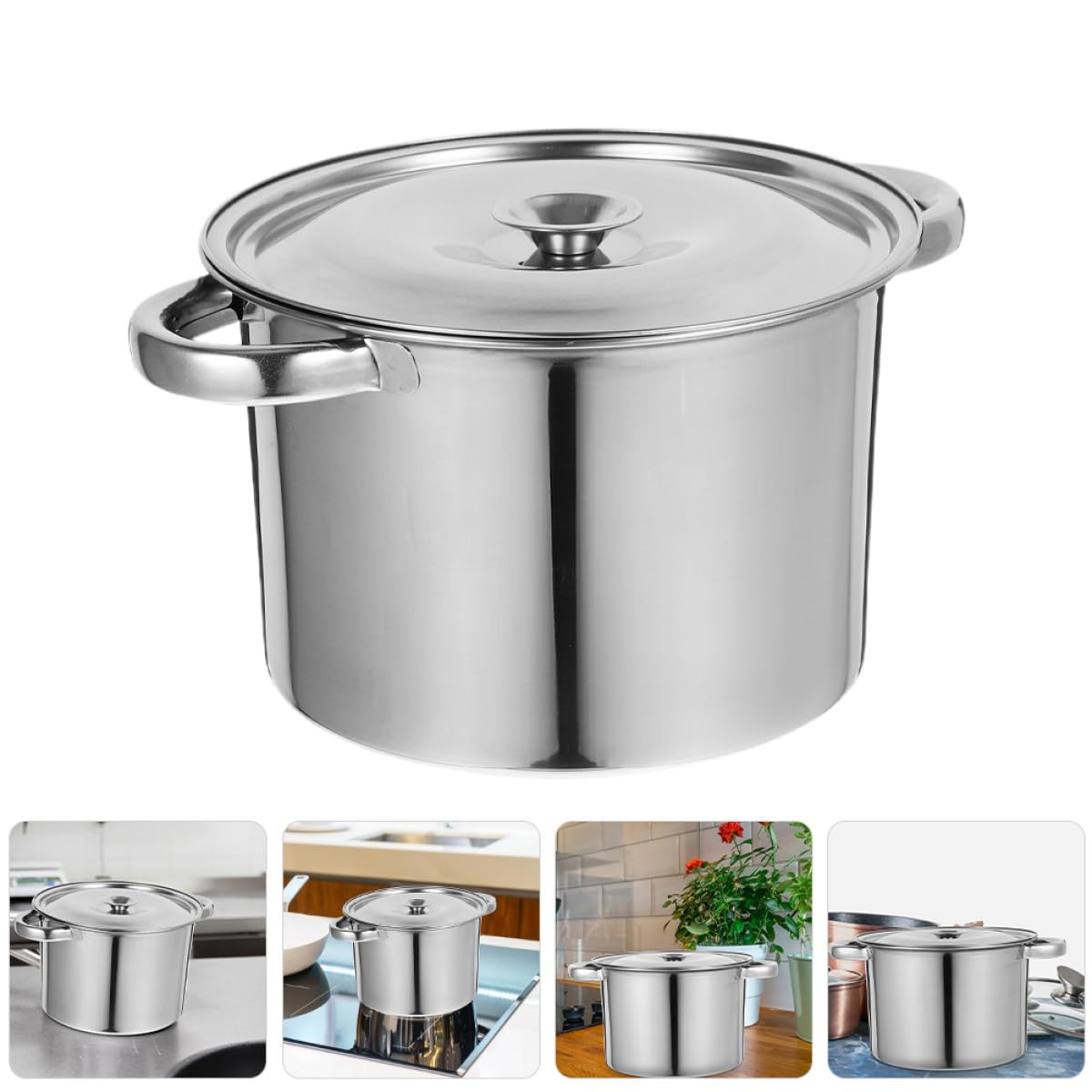 Stainless Steel Double Handle Stock Pot with Lid G625565