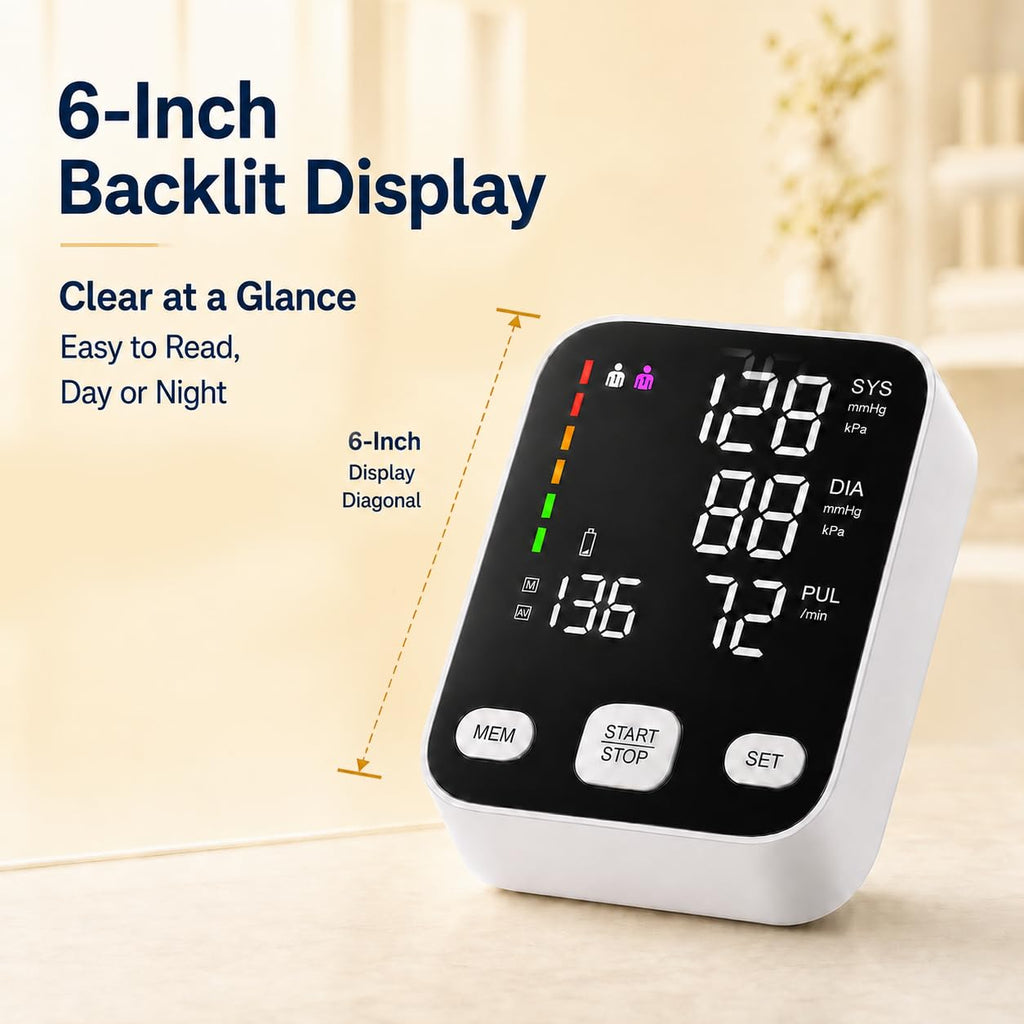 Automatic Upper Arm Blood Pressure Monitor with 6-Inch Backlit Display J33041