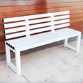 White Water-Resistant Alloy Patio Bench with Back D849