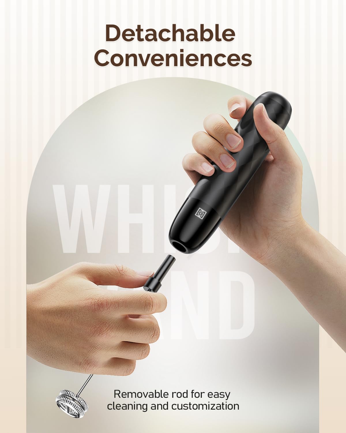 Rechargeable Milk Frother with Detachable Wand Q431