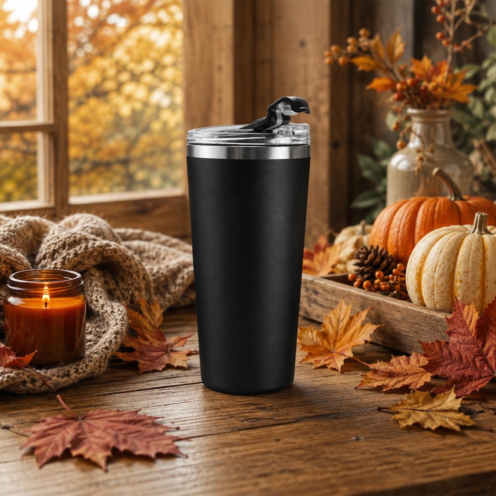 16 oz Stainless Steel Insulated Coffee Tumbler Black J53481
