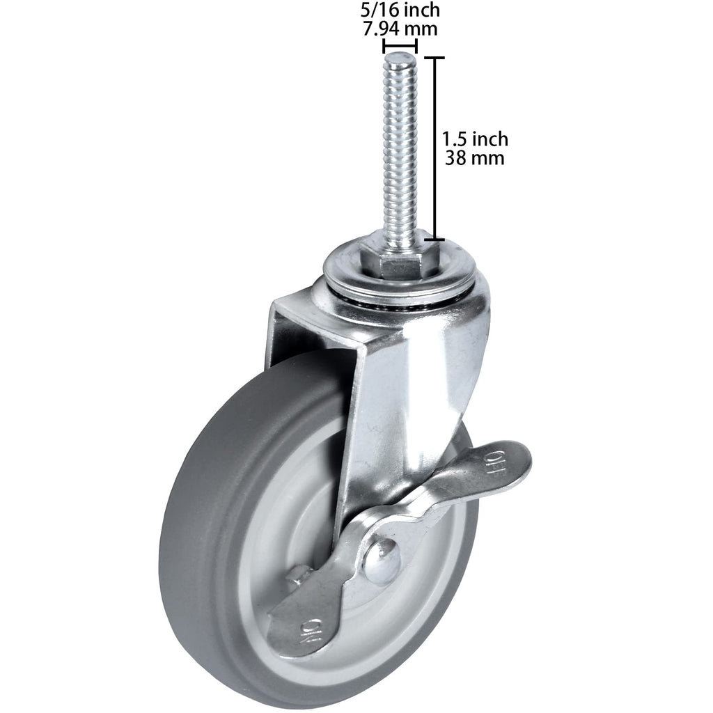 3 Inch Set of 4 Heavy Duty Swivel Rubber Caster Wheels F489988
