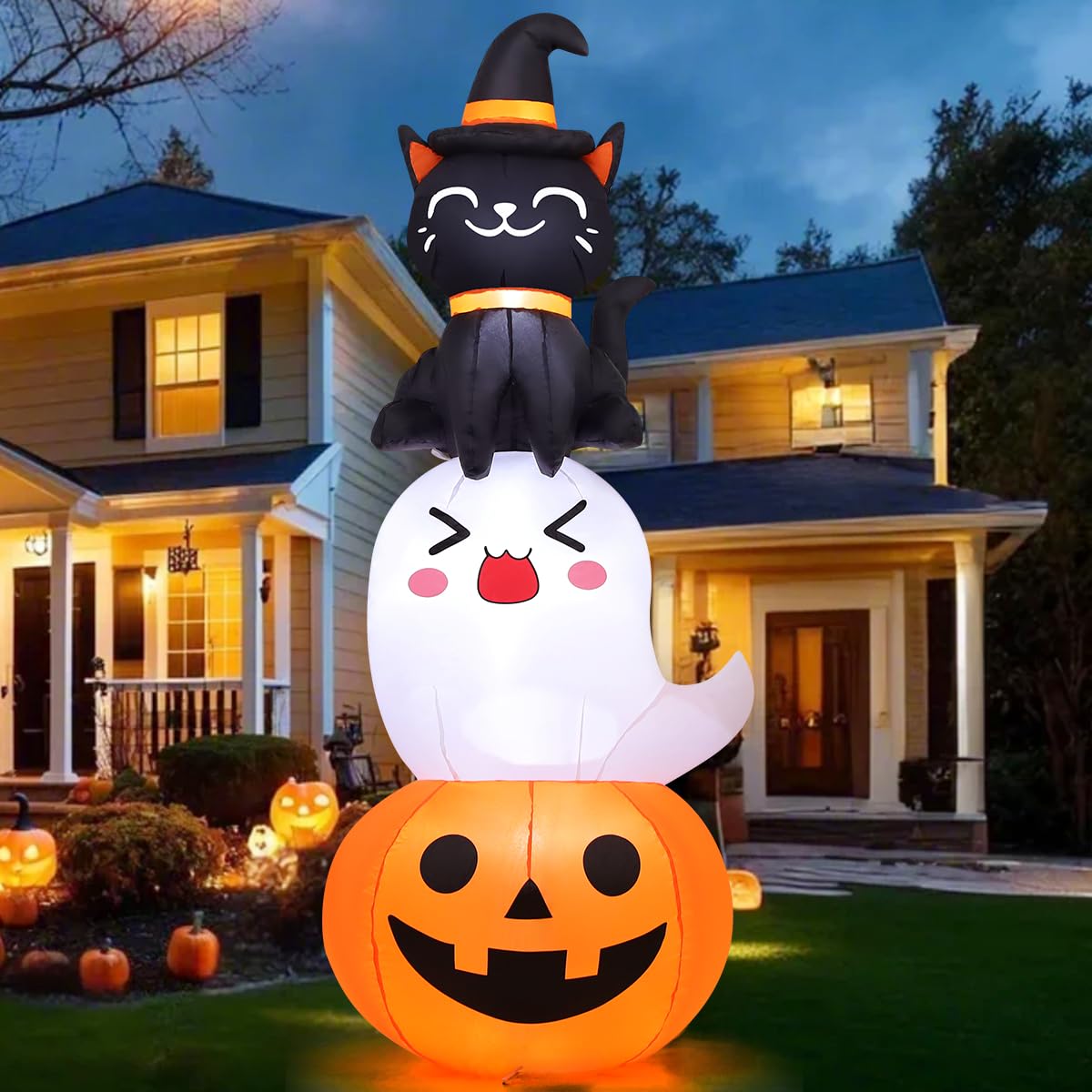 6 FT Halloween Inflatables Pumpkin Ghost Cat Outdoor Decorations L131