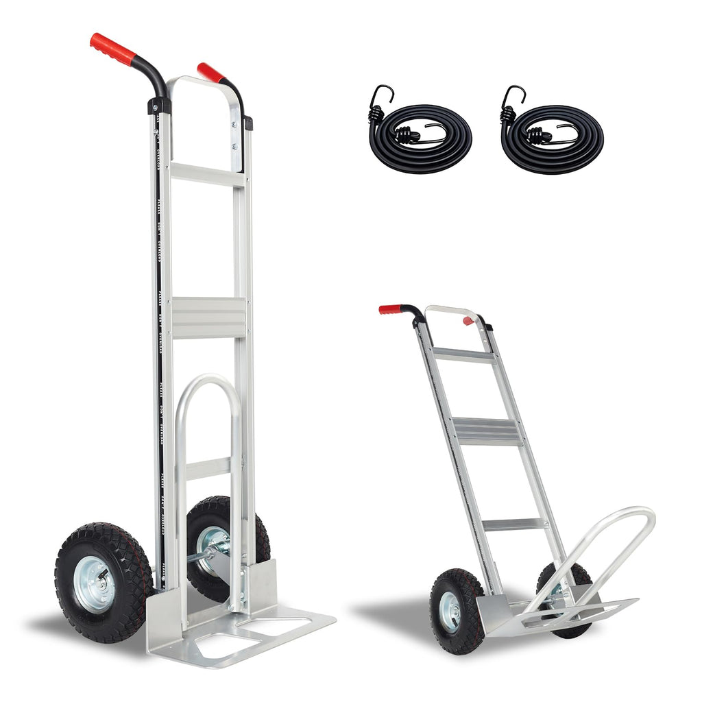 Aluminum Hand Truck Dolly Cart with 10" Pneumatic Tire, 600 LBS Capacity B523