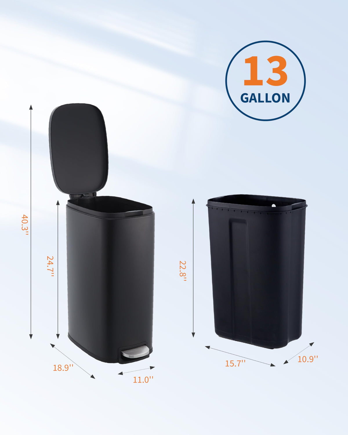 13.2 gal Slim Step Trash Can D4831