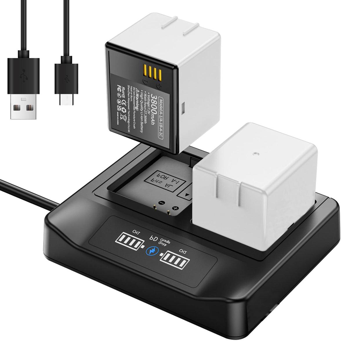 2-Pack Rechargeable Batteries with LCD Dual Charger N5890