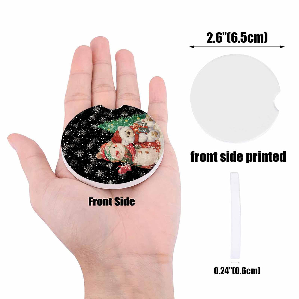 Black Ceramic Car Coasters 2 Piece Set V6457