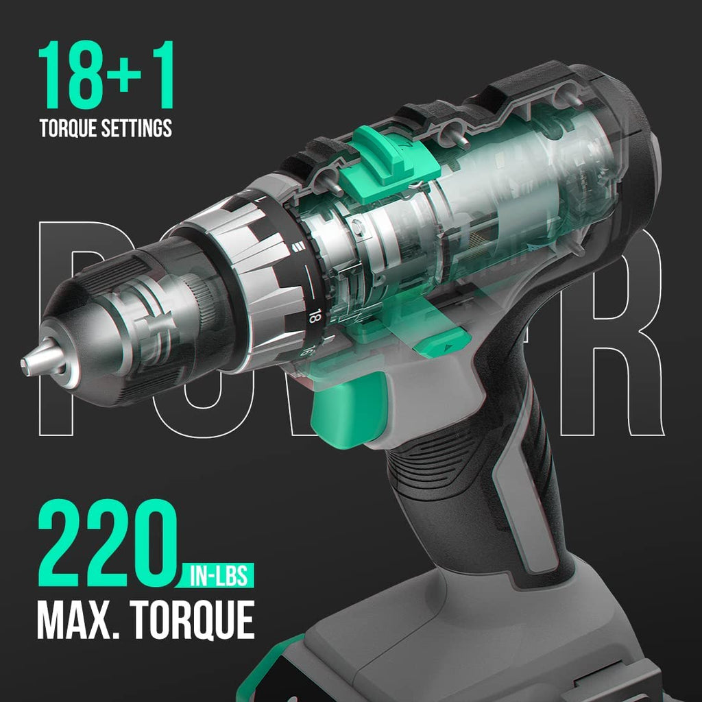 Cordless Drill Set 20V Max 3/8" Keyless Chuck Q318755