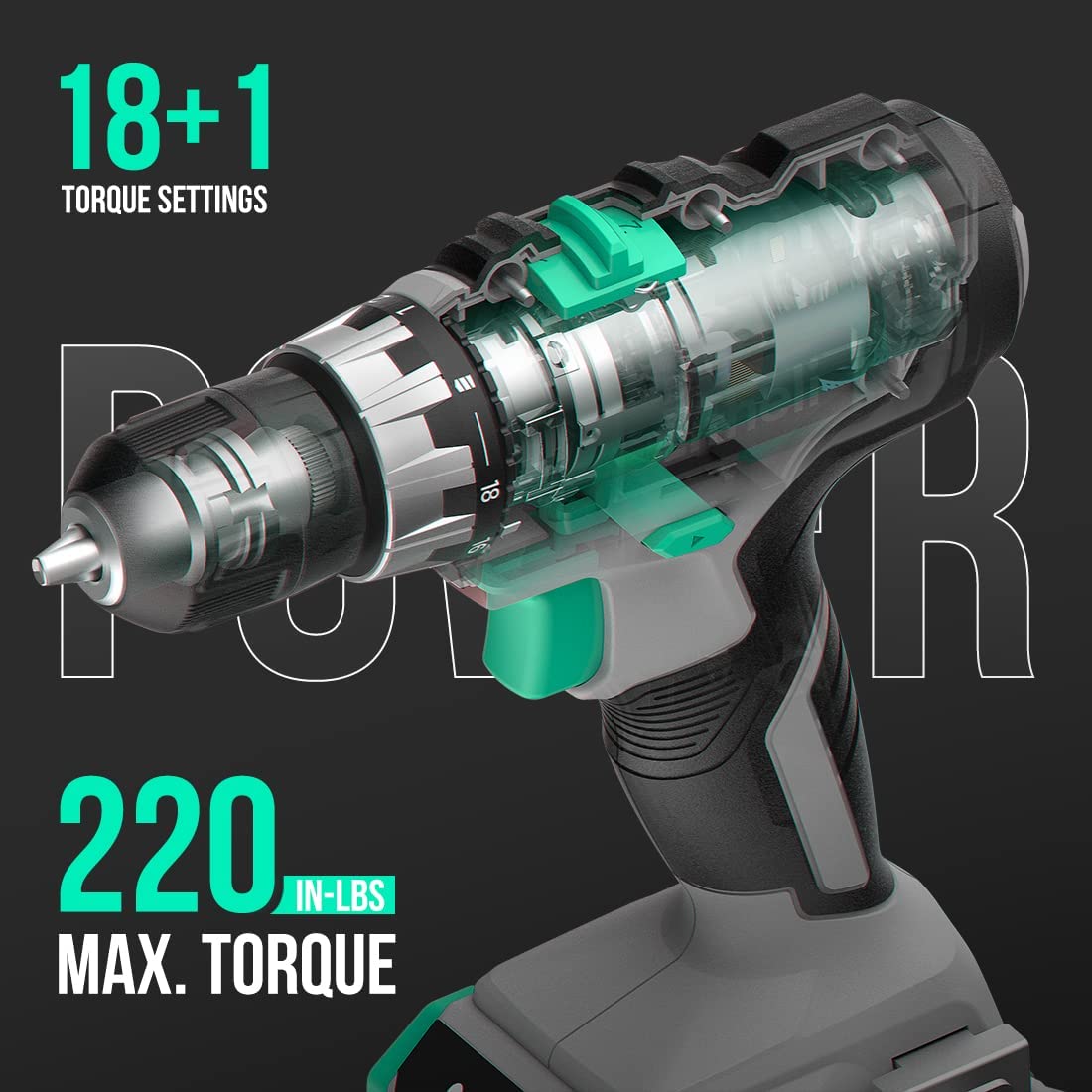 Cordless Drill Set 20V Max 3/8" Keyless Chuck Q318755