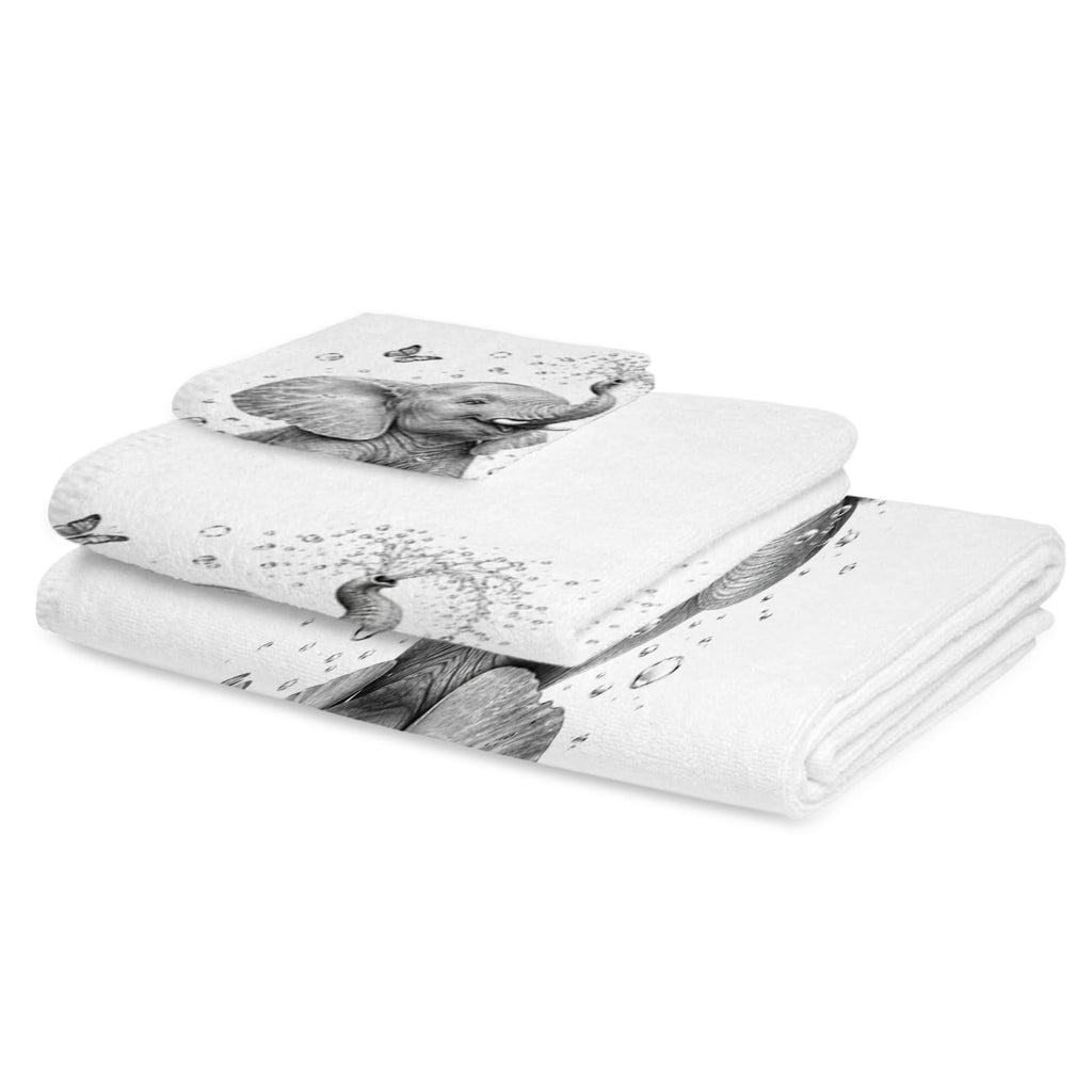 Gray Elephant Butterfly 3 Pack Cotton Bath Towel Set I766542