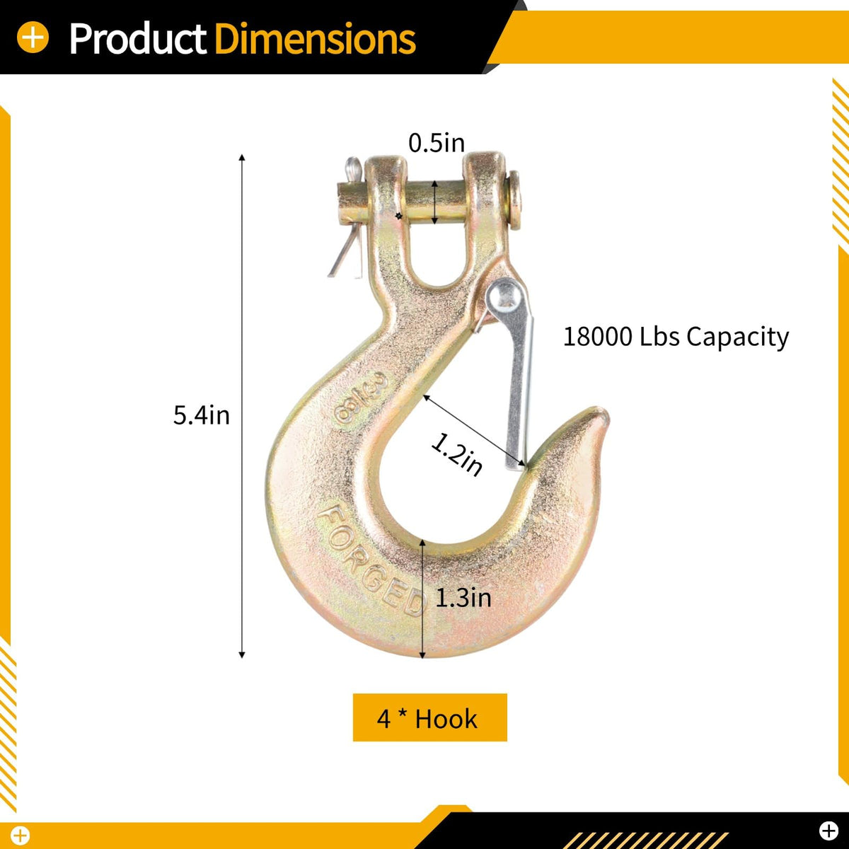 4-Pack 3/8-Inch Clevis Slip Hooks with Safety Latch U56737