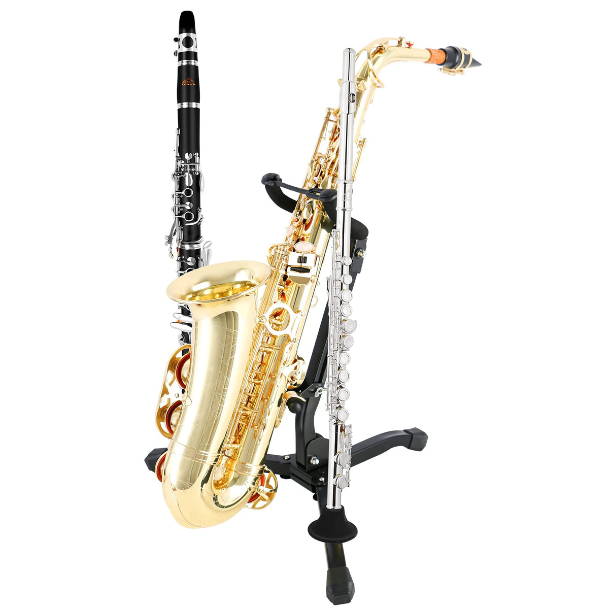 Alto & Tenor Saxophone Stand with 2 Flute/Clarinet Holders and Bag L23574