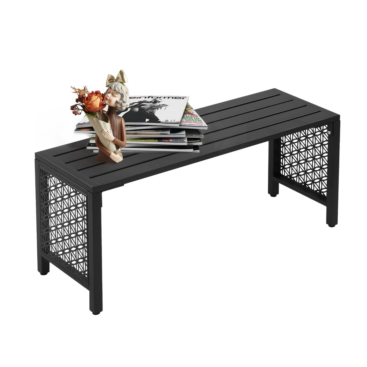 Black Metal Outdoor Bench D86741