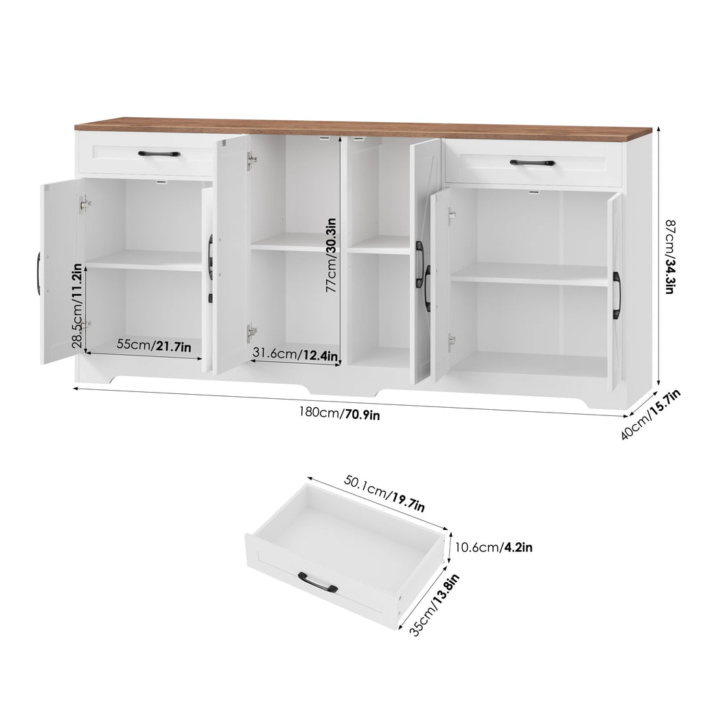 71” Large Kitchen Buffet Cabinet with Adjustable Shelves X879