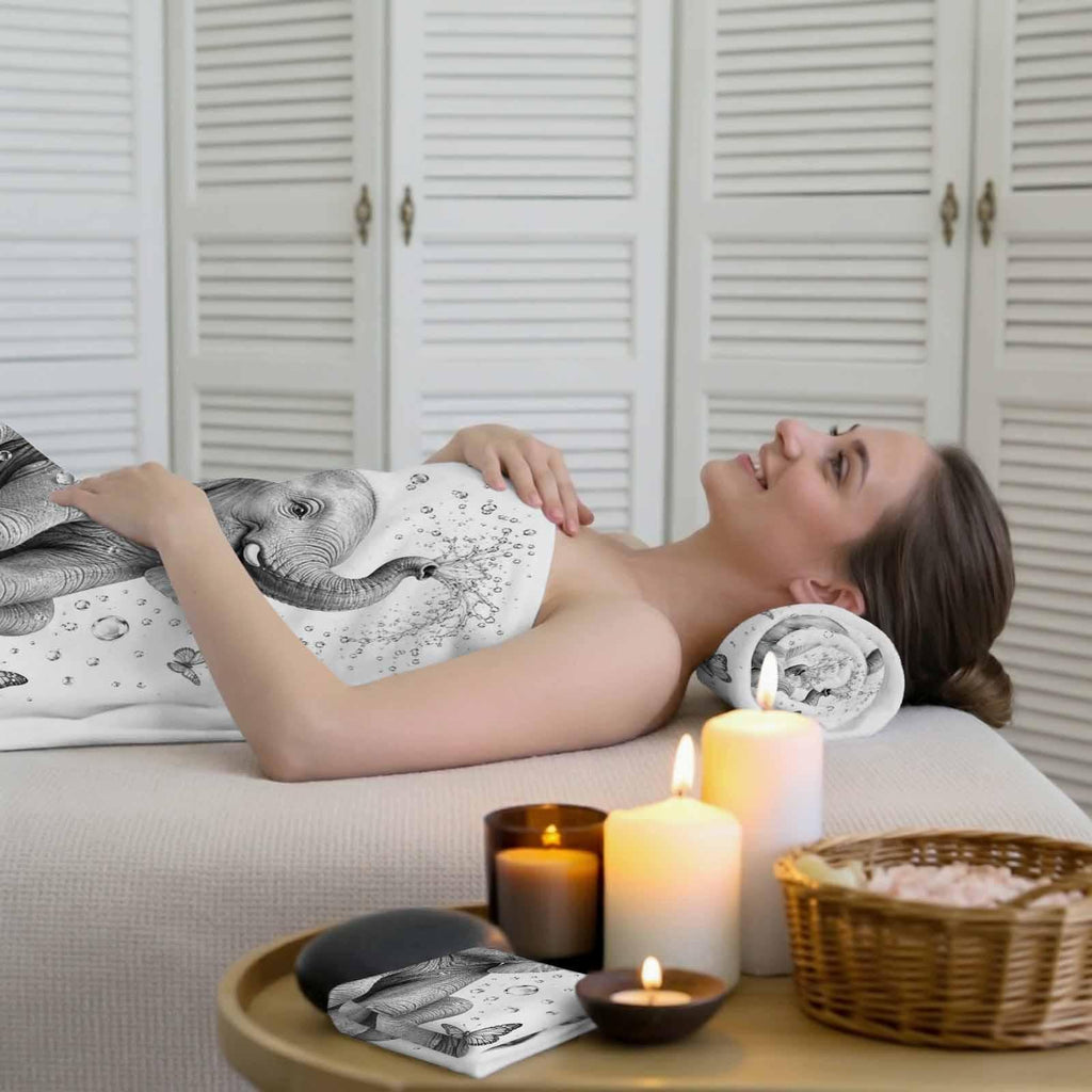 Gray Elephant Butterfly 3 Pack Cotton Bath Towel Set I766542