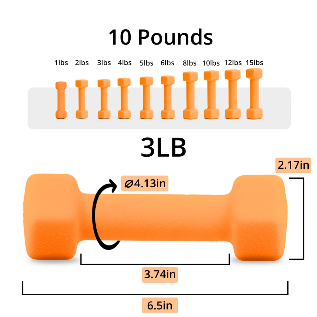 Neoprene Dumbbells Set, 1-15 LB, Anti-Slip, Hex Shape J1111