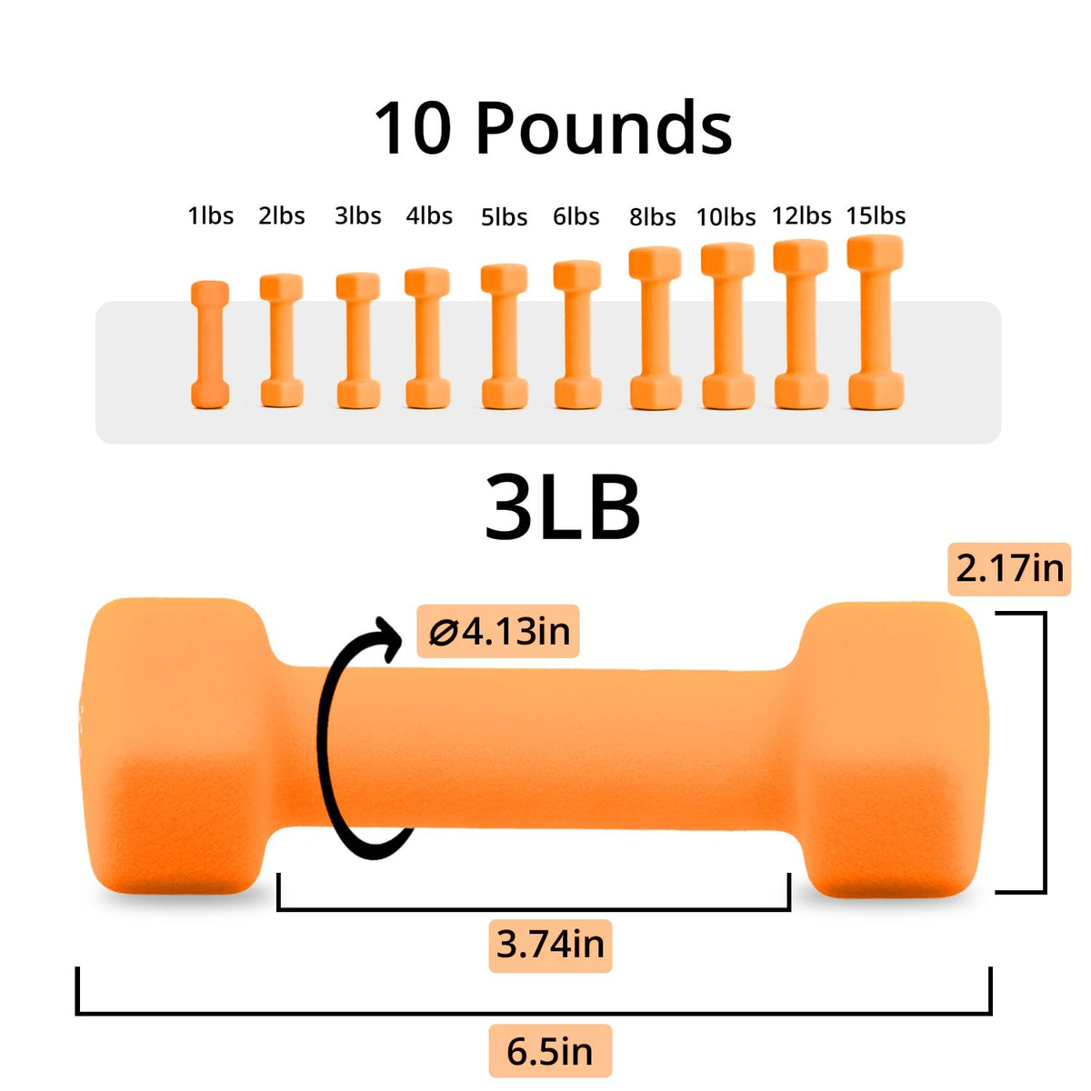 Neoprene Dumbbells Set, 1-15 LB, Anti-Slip, Hex Shape J1111