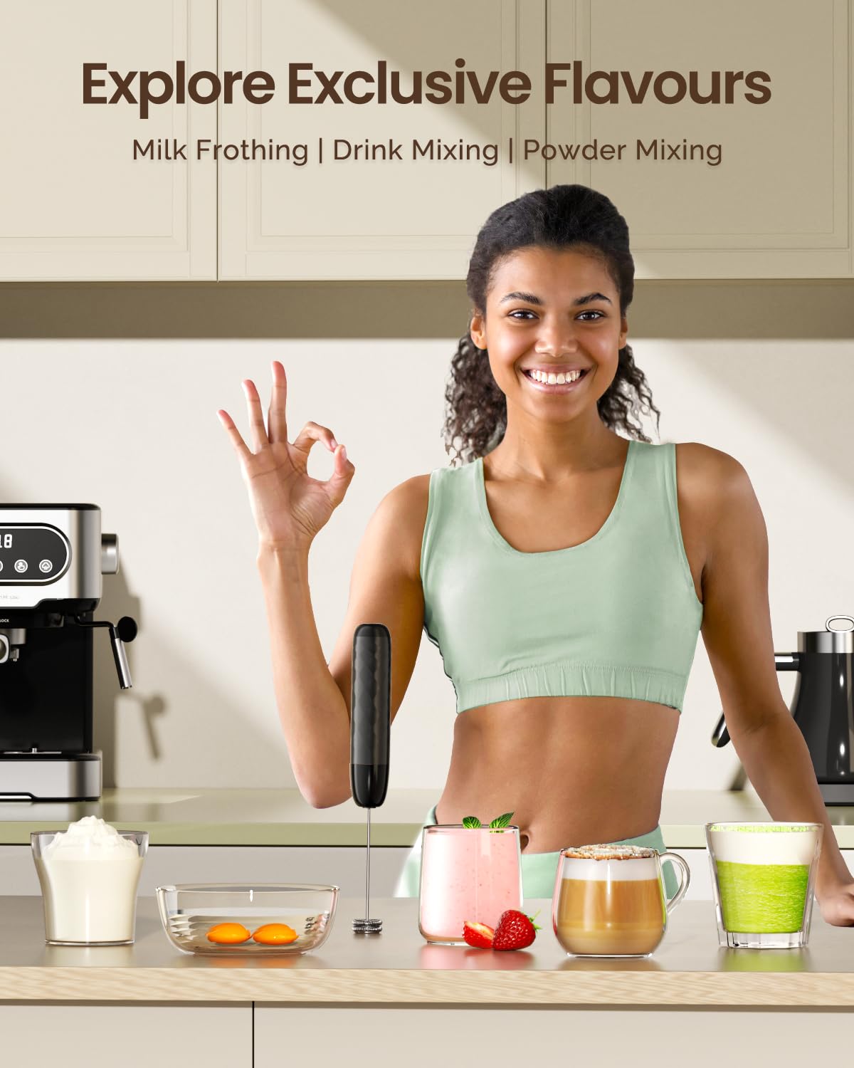 Rechargeable Milk Frother with Detachable Wand Q431