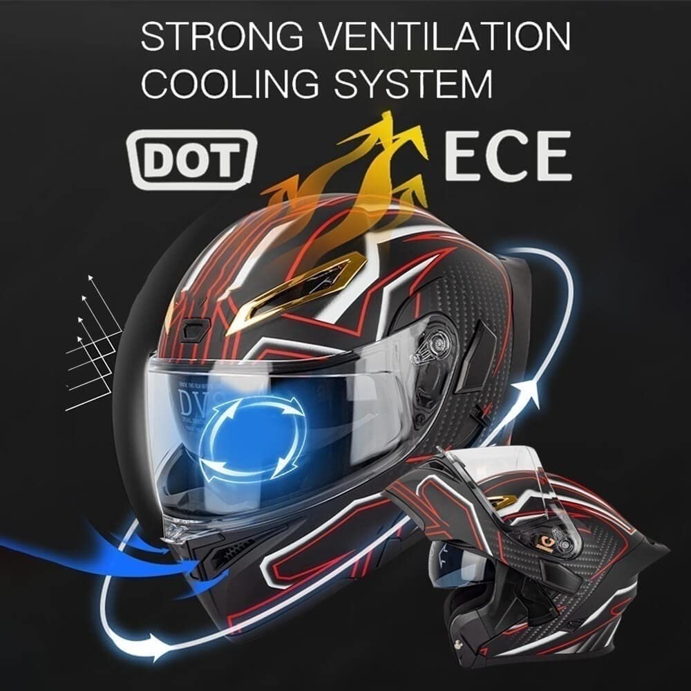 Carbon Fiber Flip-Up Motorcycle Helmet K3755