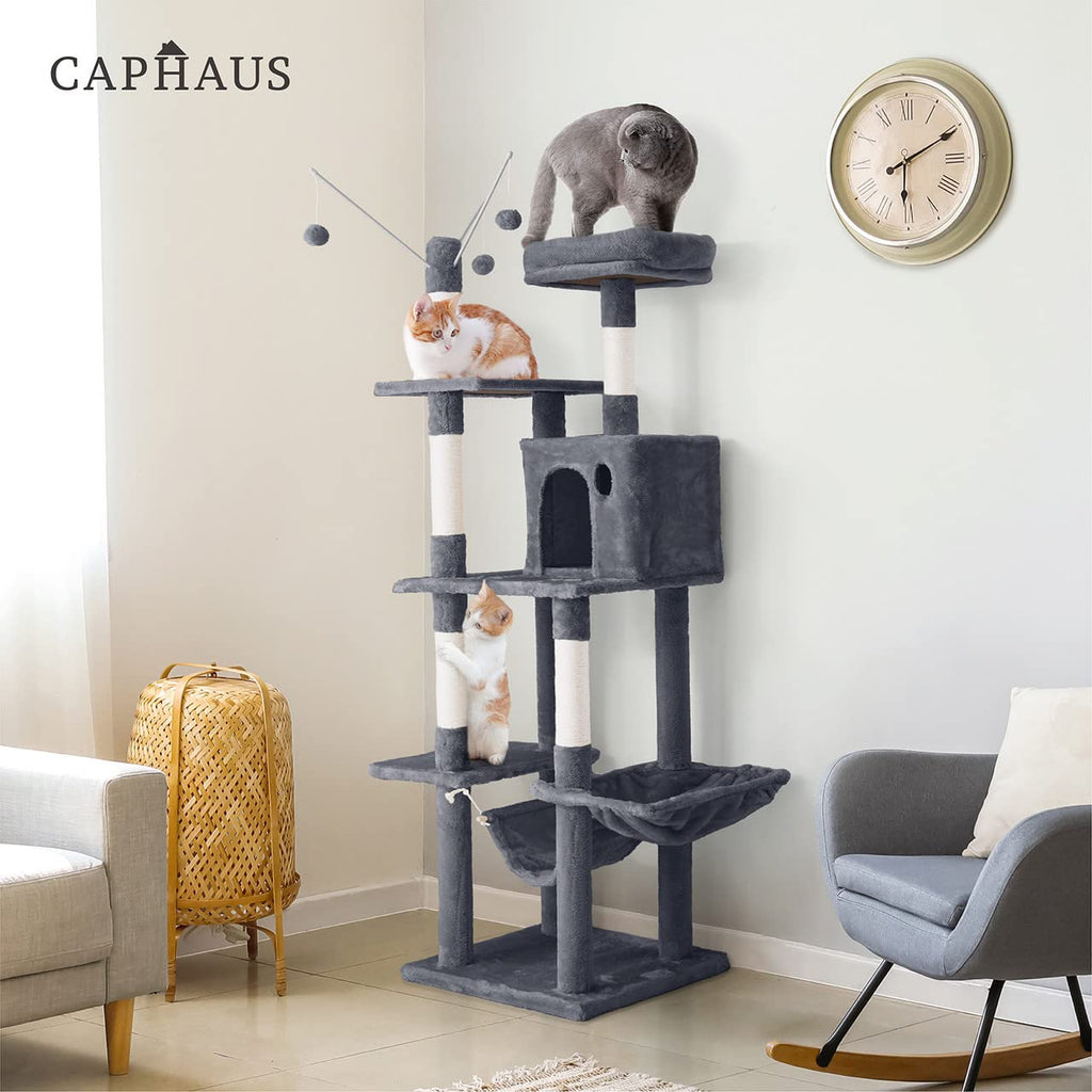 70-Inch Multi-Level Cat Tree with Hammock and Cat Cave V376