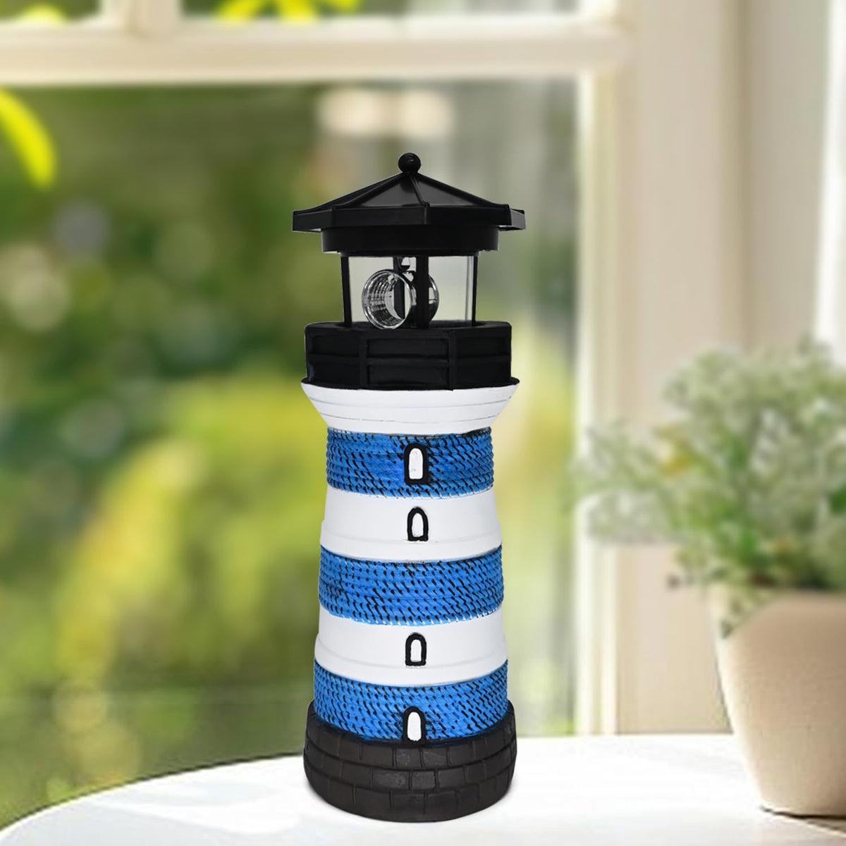Solar Lighthouse Rotating Beacon Led Yard Statue D391