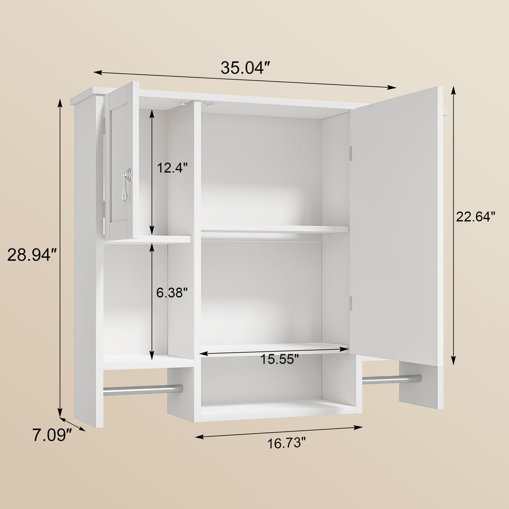 Large White Wall Mounted Bathroom Cabinet with Mirror Q4123