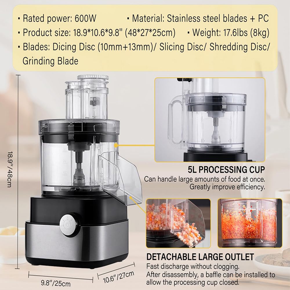 600W 5 Cube Grid 5000ml Electric Vegetable Chopper R19445