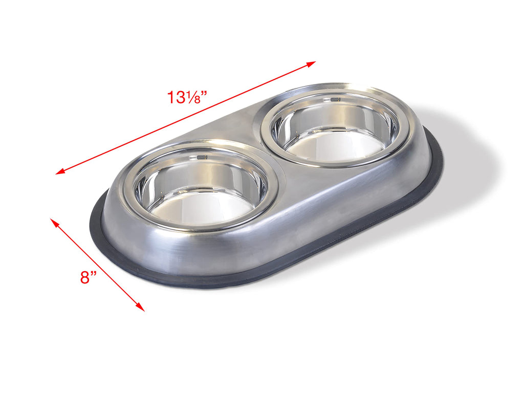 Stainless Steel Double Dish Food And Water Bowl 16 OZ H1501