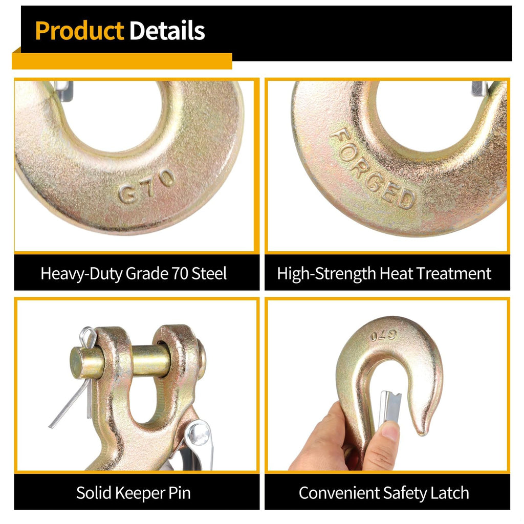 4-Pack 3/8-Inch Clevis Slip Hooks with Safety Latch U56737