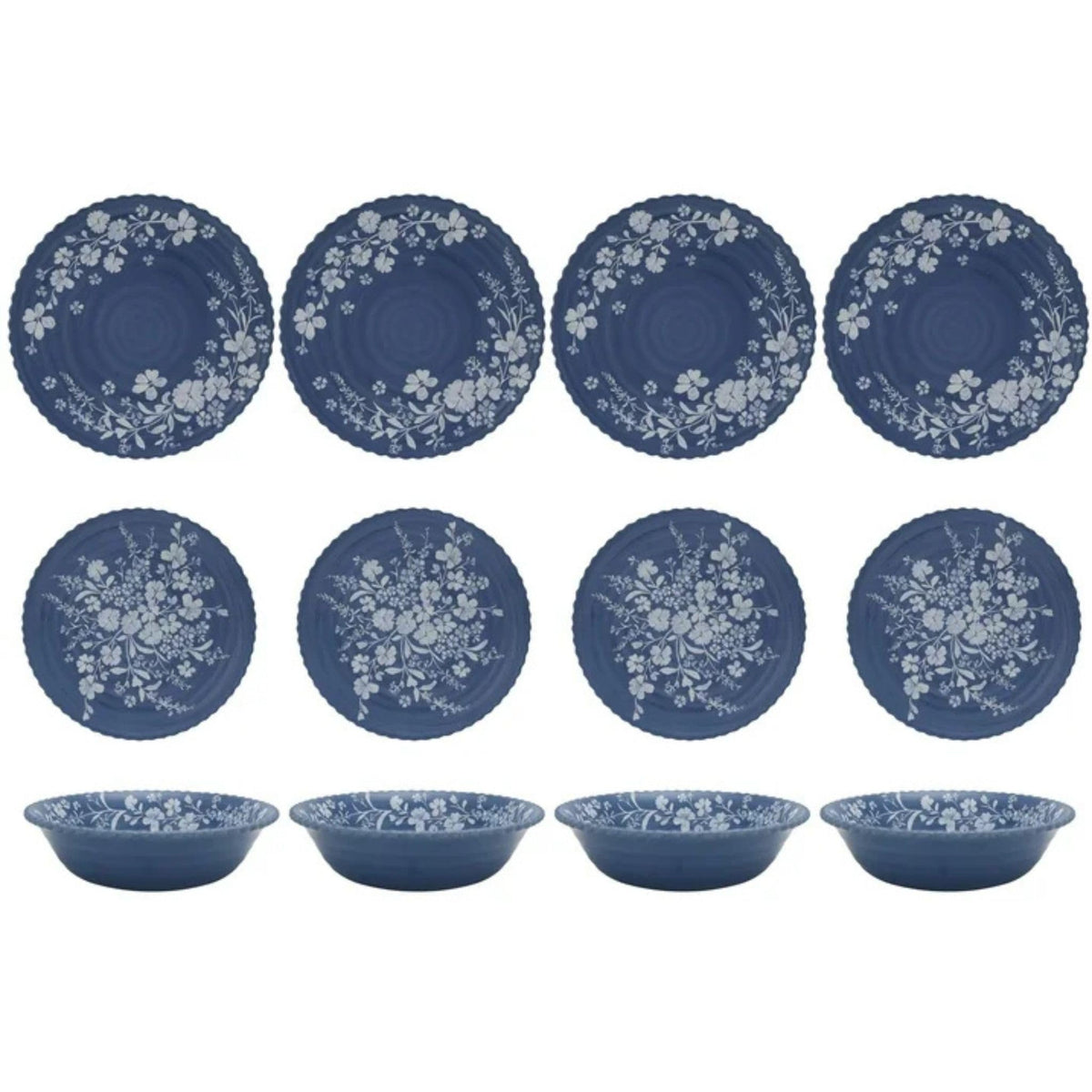 12-Piece Bamboo Melamine Dinnerware Set, Service for 4, Blue G203