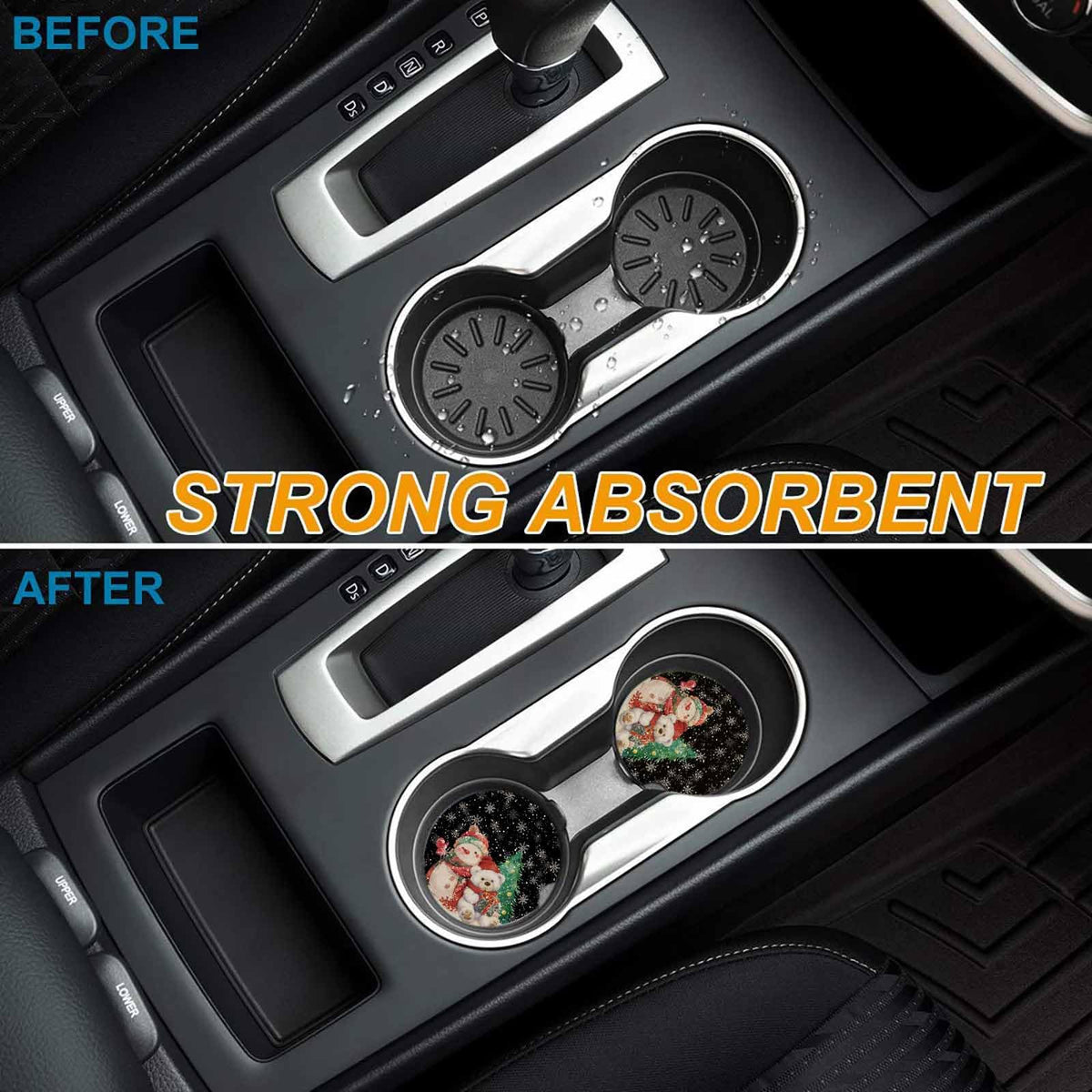 Black Ceramic Car Coasters 2 Piece Set V6457