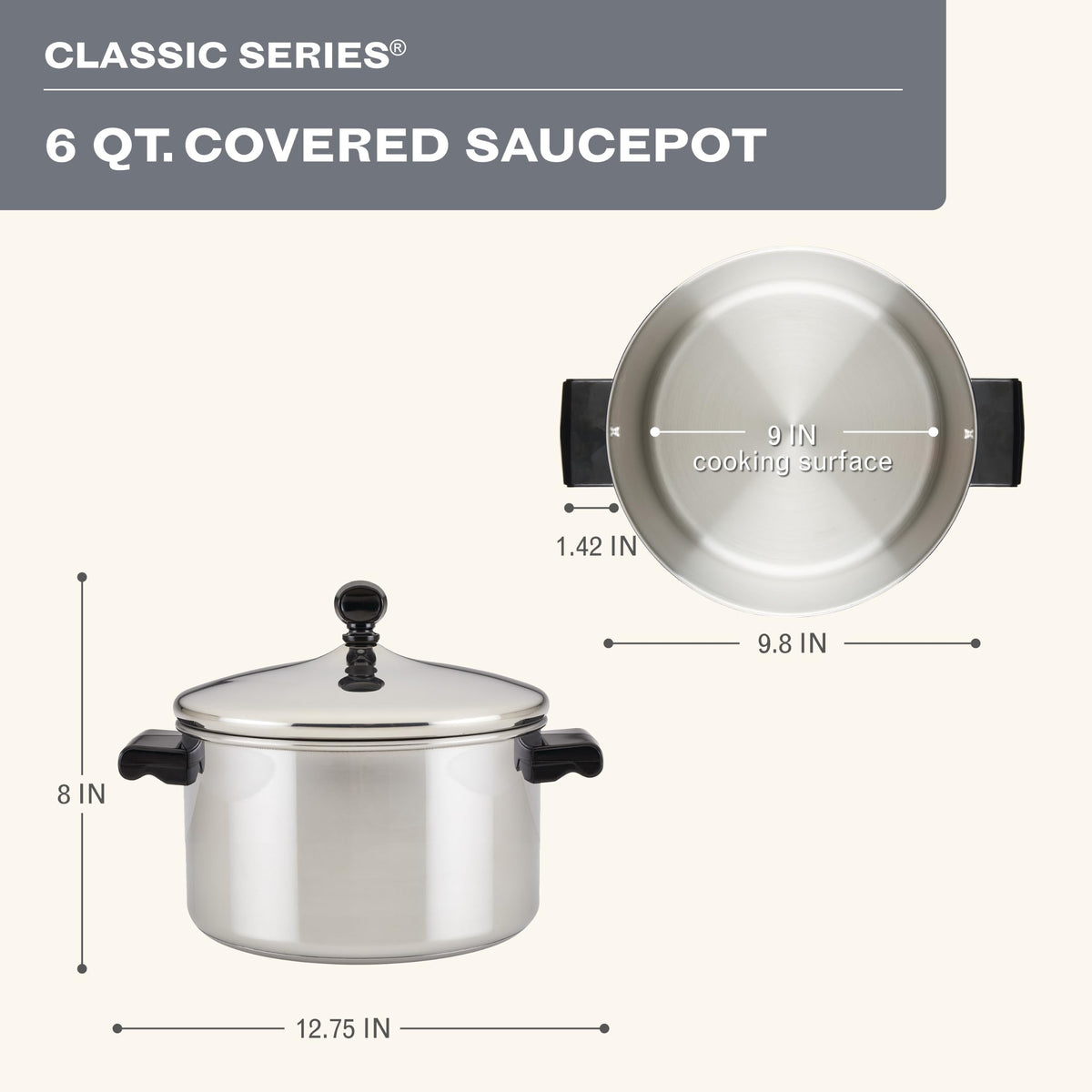Stainless Steel 6-Quart Stockpot with Lid D11174