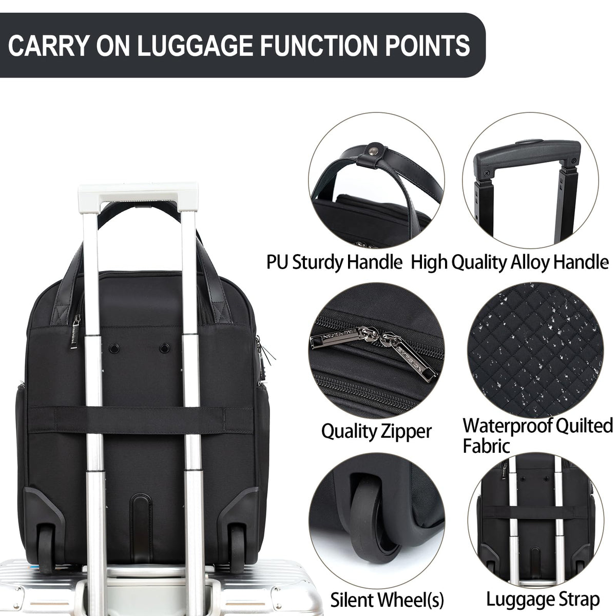 Black 16" Underseat Wheeled Bag I528279