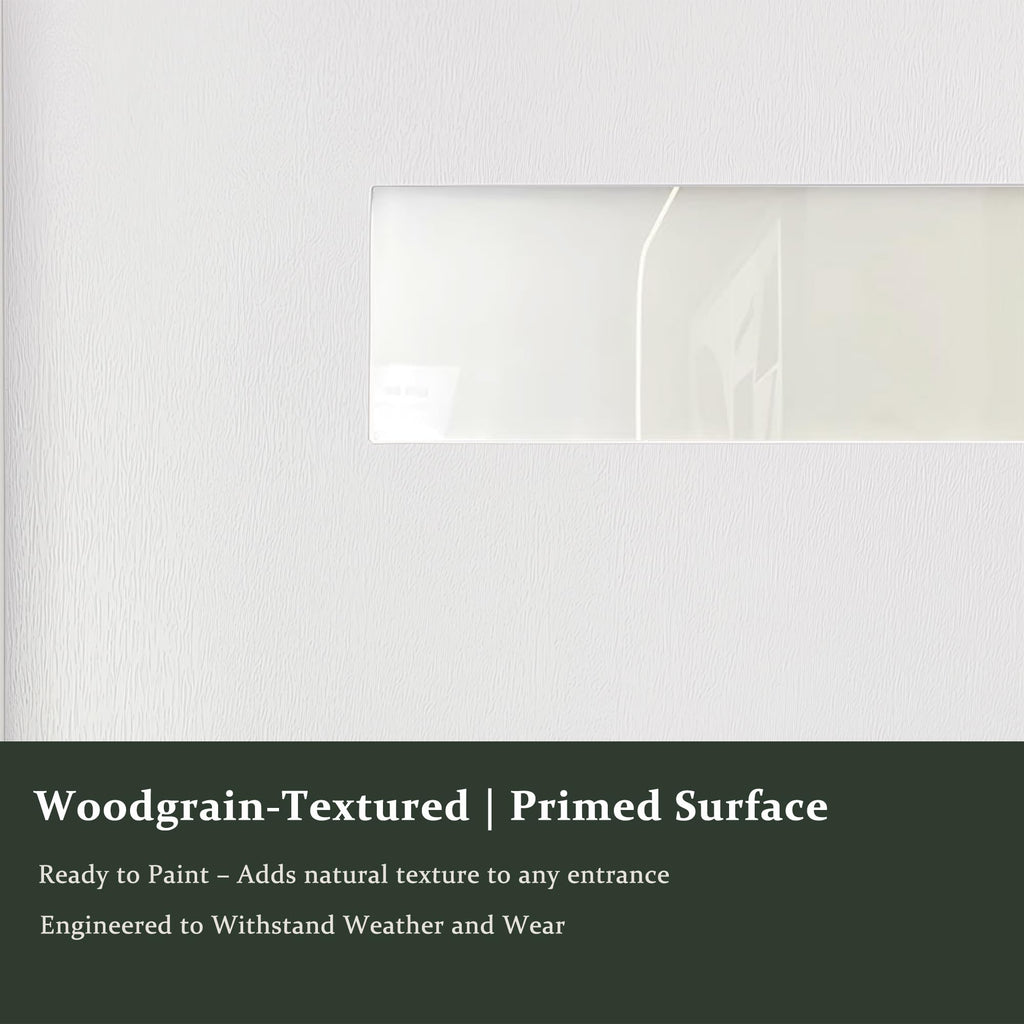 Fiberglass Exterior Front Door 36x80in Left-Hand Inswing Frosted Glass White Primed N762