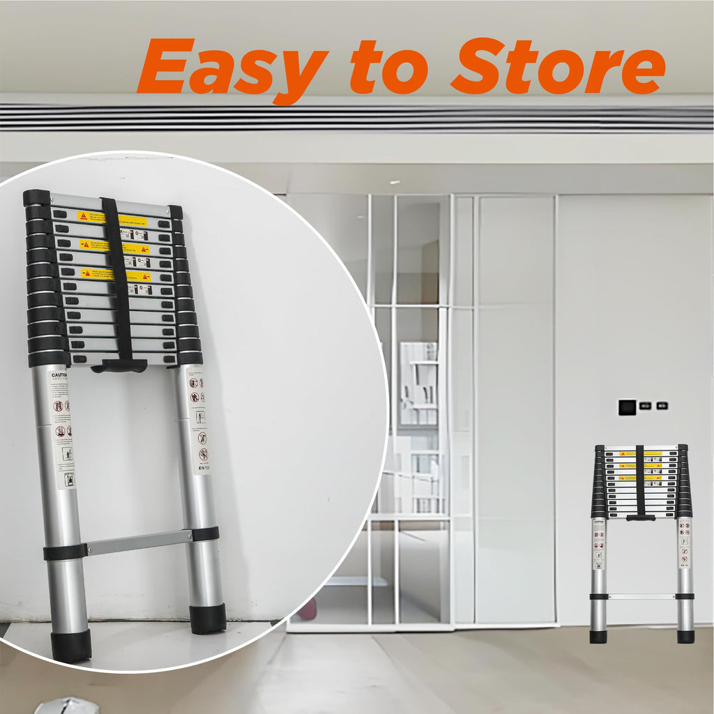 12.5FT Aluminum Telescoping Ladder 300 lbs P494430