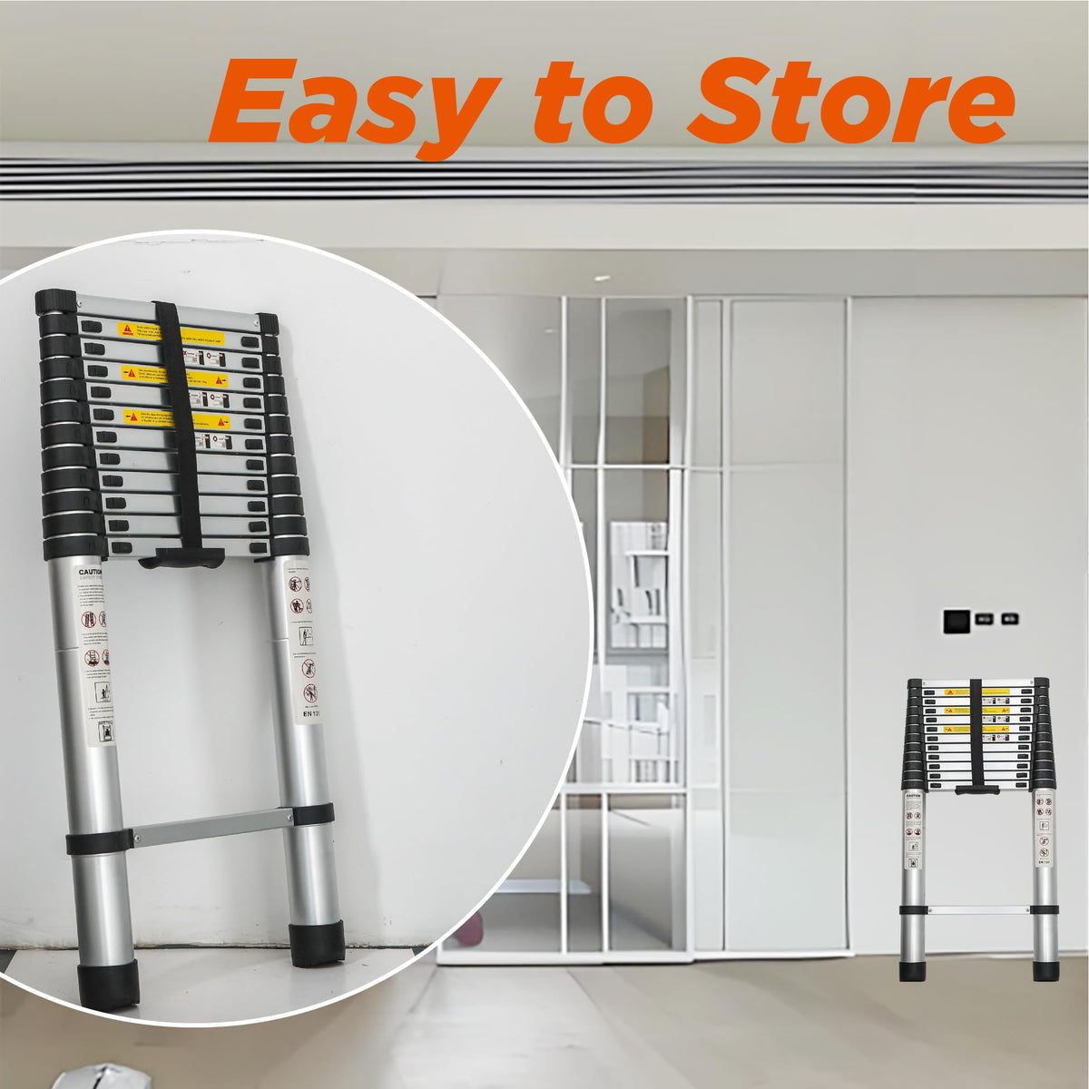 12.5FT Aluminum Telescoping Ladder 300 lbs P494430