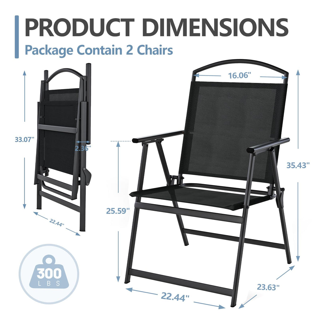 Folding Outdoor Chairs Set of 2 Black I274992